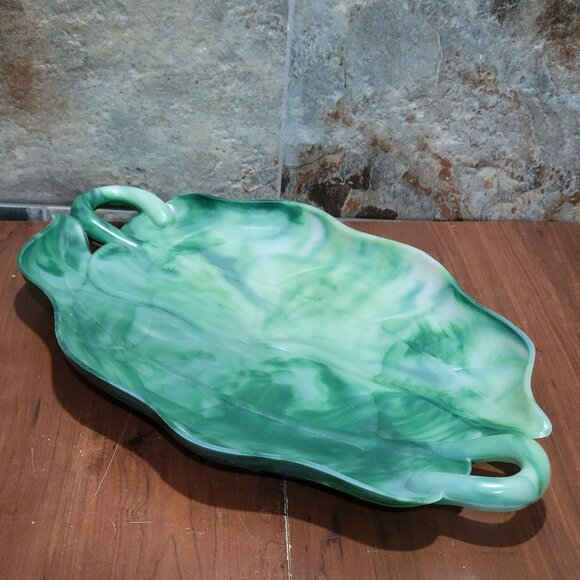 Vintage Serving Tray Platter A Lucky Wish Green Plastic Swirl - Picture 12 of 13